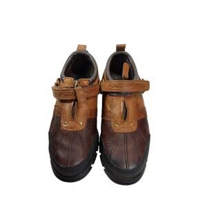 Polo Ralph Lauren Oxfordable III Duck Boot Low Brown Leather Mens Sz 10.5 D Zip